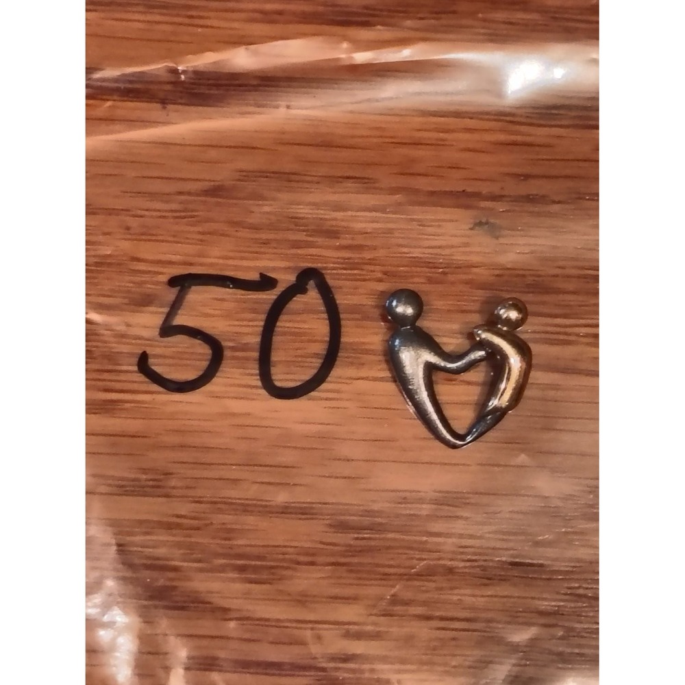 10K Two Tone Gold Mother and Child Heart Pendant Charm Love Family Estate